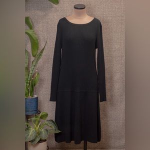 Black Merino Wool Maxi Dress Long Sleeve Sundance